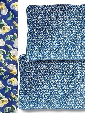 Pair/2 Vintage Laura Ashley Primrose Polyanthus Blue & Yellow Pillow Shams